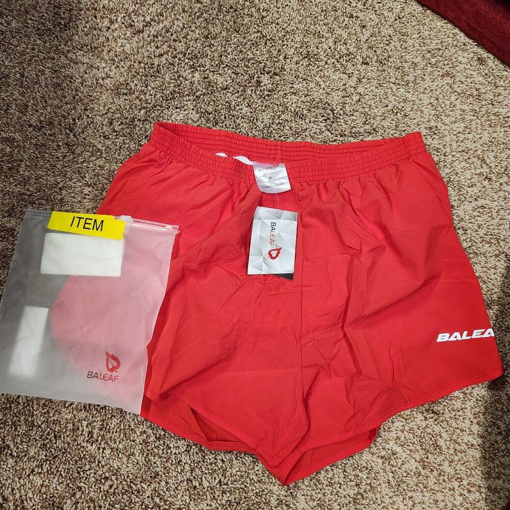 Baleaf men's quick dry lightweight running shorts red sz Med NWT